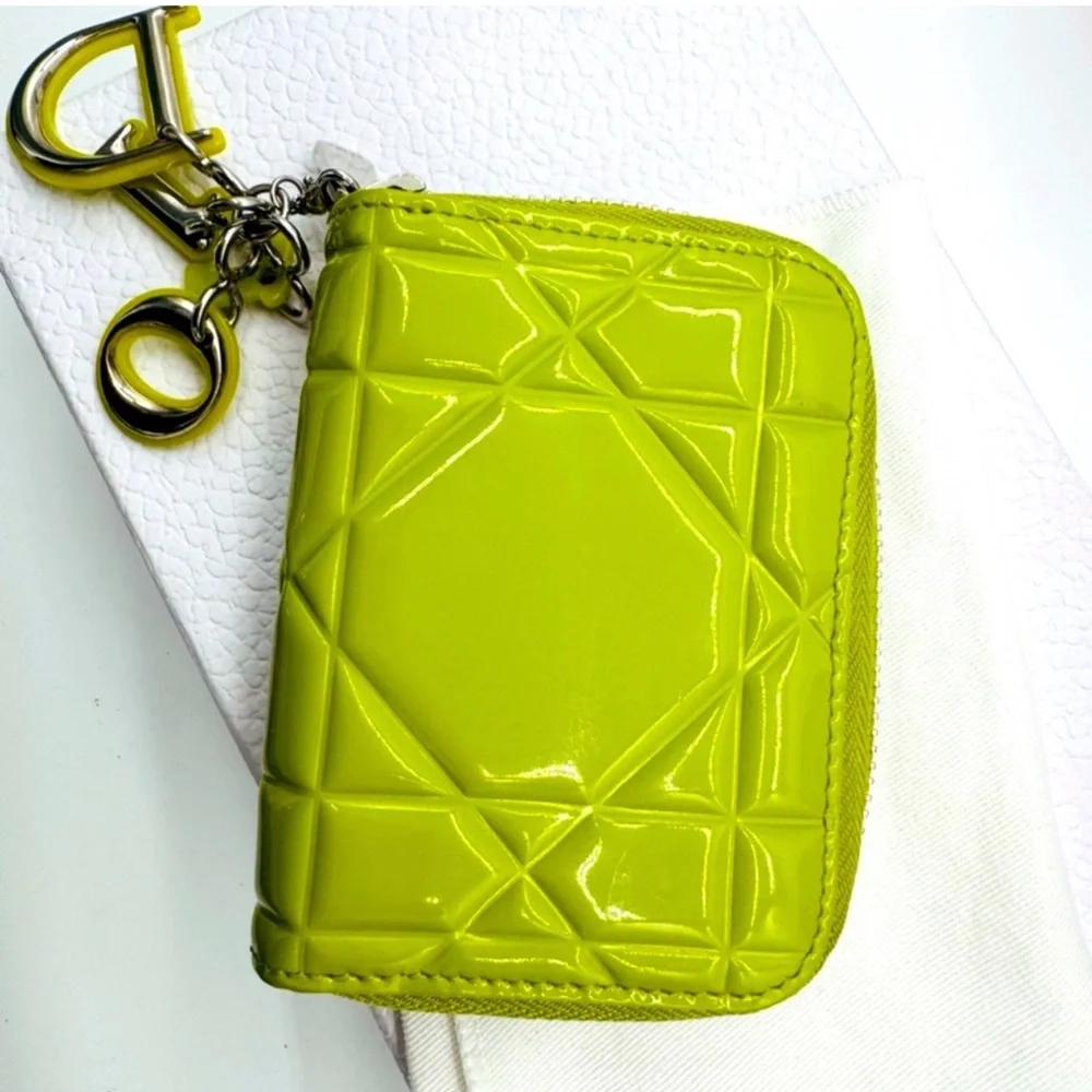 Christian Dior Lady Dior Neon Green Coin Purse 💚